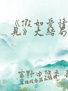 《假如爱情看不见》大结局