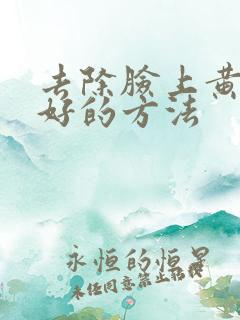 去除脸上黄褐斑好的方法