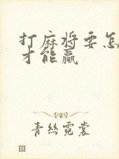 打麻将要怎样打才能赢