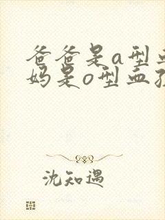 爸爸是a型血妈妈是o型血孩子是什么血型