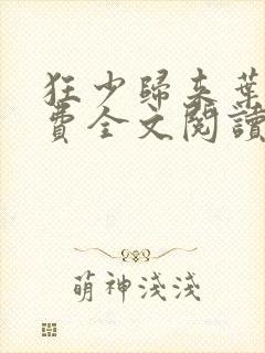 狂少归来叶修免费全文阅读