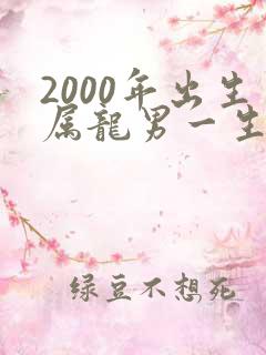 2000年出生属龙男一生命运