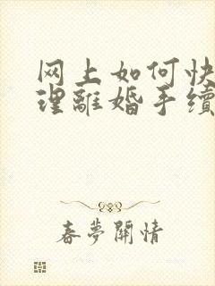 网上如何快速办理离婚手续