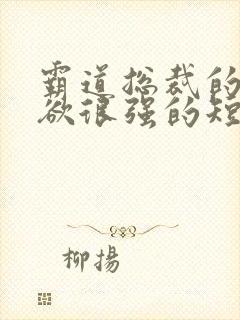 霸道总裁的占有欲很强的短剧