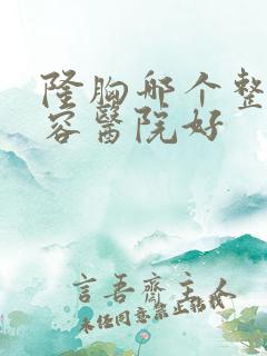 隆胸哪个整形美容医院好