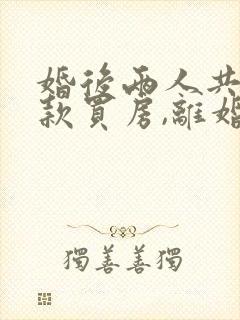 婚后两人共同贷款买房,离婚怎么分