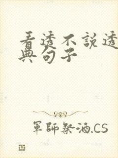 看透不说透的经典句子