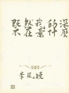 既然我的深情你不在意什么歌