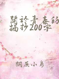 关于青春的句子摘抄200字