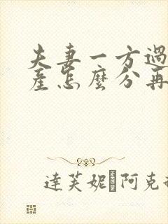 夫妻一方过世遗产怎么分再婚继承