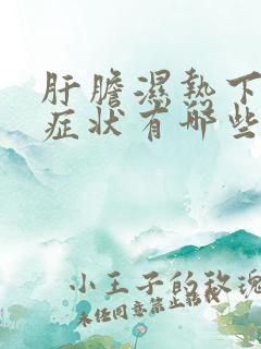 肝胆湿热下焦的症状有哪些