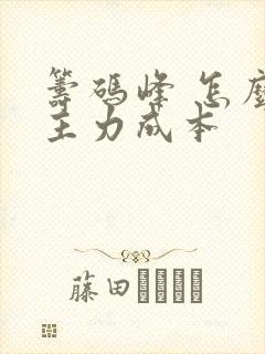 筹码峰 怎么看主力成本