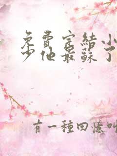 免费完结小说顾少他最苏了