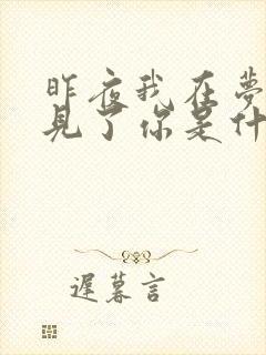 昨夜我在梦中遇见了你是什么歌