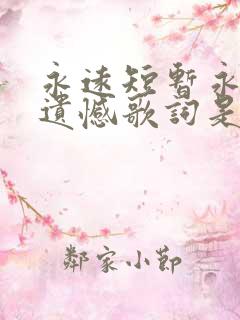 永远短暂永远很遗憾歌词是什么意思