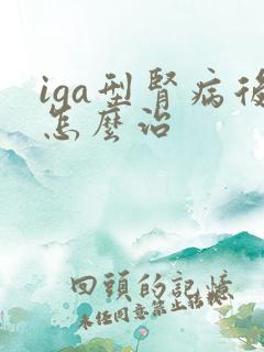 iga型肾病后怎么治