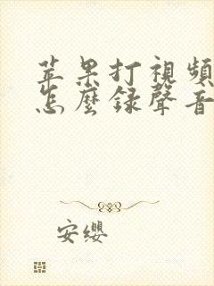 苹果打视频录屏怎么录声音