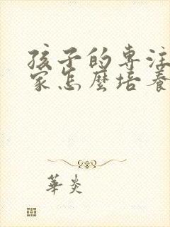 孩子的专注力在家怎么培养