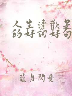 人生清欢是最美的好词好句