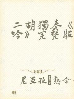 二胡独奏《葬花吟》完整版