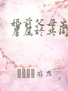 婚前父母出资买房属于共同财产吗