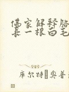 佛家解释胳膊上长一根白毛