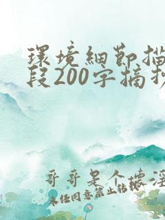 环境细节描写片段200字摘抄