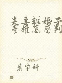 夫妻离婚子女抚养权怎么判