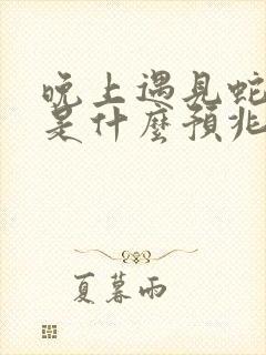 晚上遇见蛇拦路是什么预兆