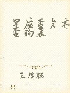 星座查月亮星座查询表