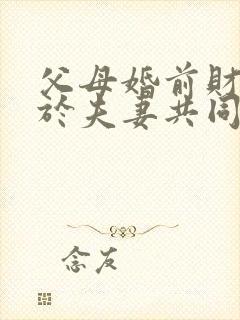 父母婚前财产属于夫妻共同财产吗