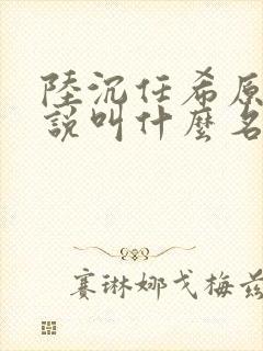 陆沉任希原著小说叫什么名字