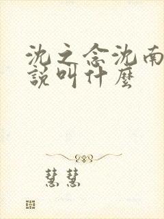 沈之念沈南乔小说叫什么