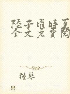 陆子曜时夏小说全文免费阅读