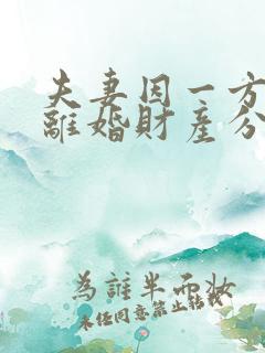 夫妻因一方出轨离婚财产分割