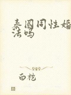 泰国同性婚姻合法吗