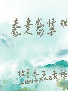 夫妻感情破裂的感人句子