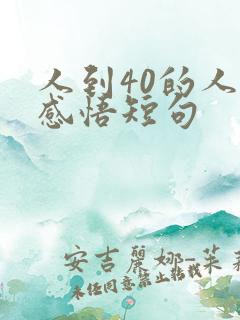 人到40的人生感悟短句
