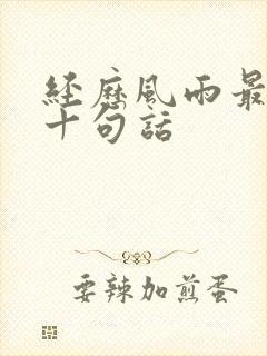 经历风雨最经典十句话