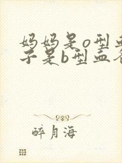 妈妈是o型血孩子是b型血爸爸是什么血型