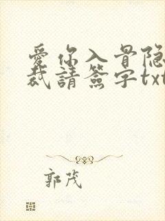 爱你入骨隐婚总裁请签字txt