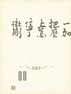 微信上把一个人删了怎么加回来