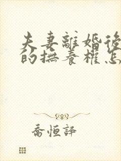 夫妻离婚后孩子的抚养权怎么判