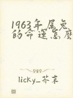 1963年属兔的命运怎么样