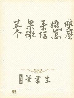 苹果手机双卡两个微信怎么弄