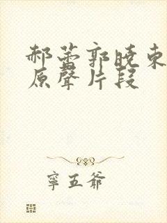 郝蕾郭晓东吻戏原声片段