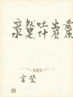 突然吐出黄水苦水是什么原因