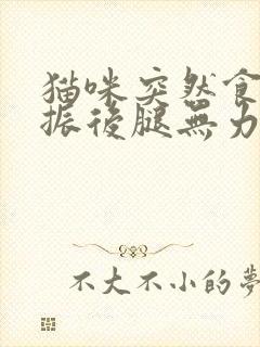 猫咪突然食欲不振后腿无力