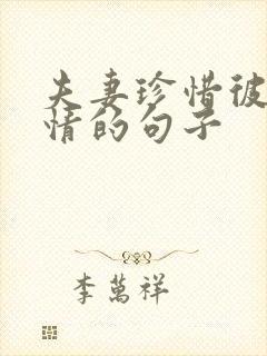 夫妻珍惜彼此感情的句子