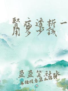 肾病透析一次费用多少钱